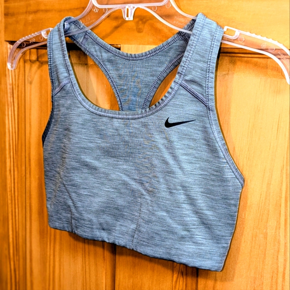 Nike Women's Sports Bra Size Medium Heathered Gray Dri-Fit Athletic Racerback - Picture 3 of 8